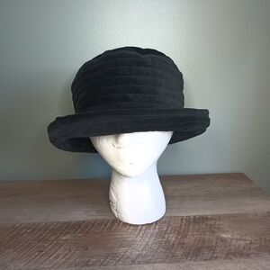 Vtg Toucan Collection New York 90s Velvet Bucket Hat Black Goth Indie Britpop